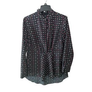 Thakoon Blouse Peplum Geometric Floral Print Button Up Black Womens Size 4
